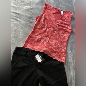 Ann Taylor Loft Black Capris and cute tank